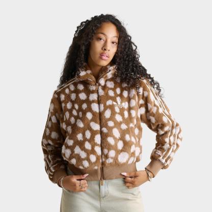 Women's adidas Originals Firebird Animal Print Track Jacket - Brown Desert