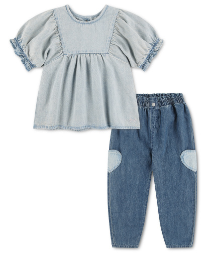 Levi's Girls' 2T-6X Yoke Short-Sleeve Top and Pants, 2-Piece Set - Bauhaus Blues
