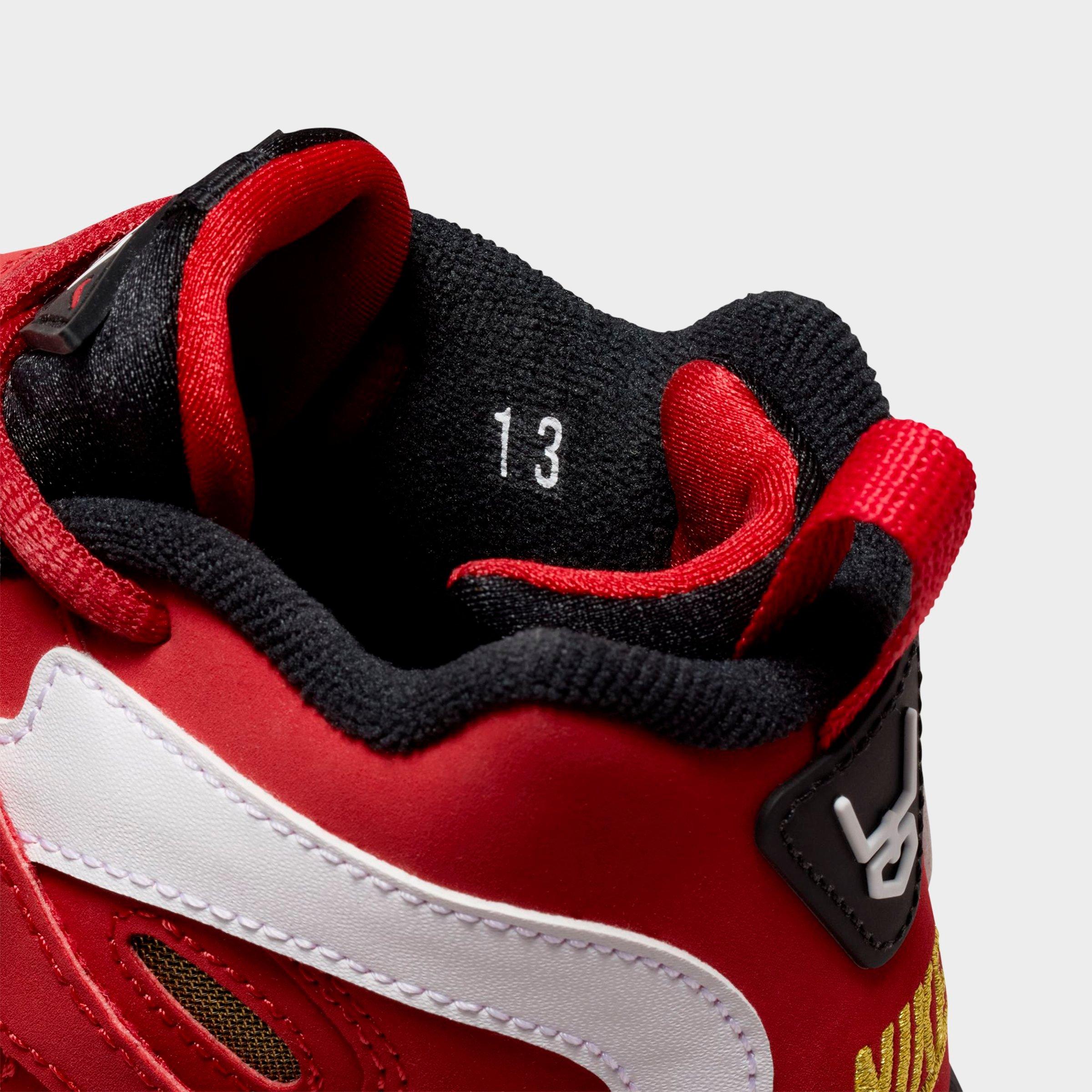 Little Kids' Nithtke Diamond Turf 2 Casual Shoes - Fire Red/White/Black/Metallic Gold - Detail shot