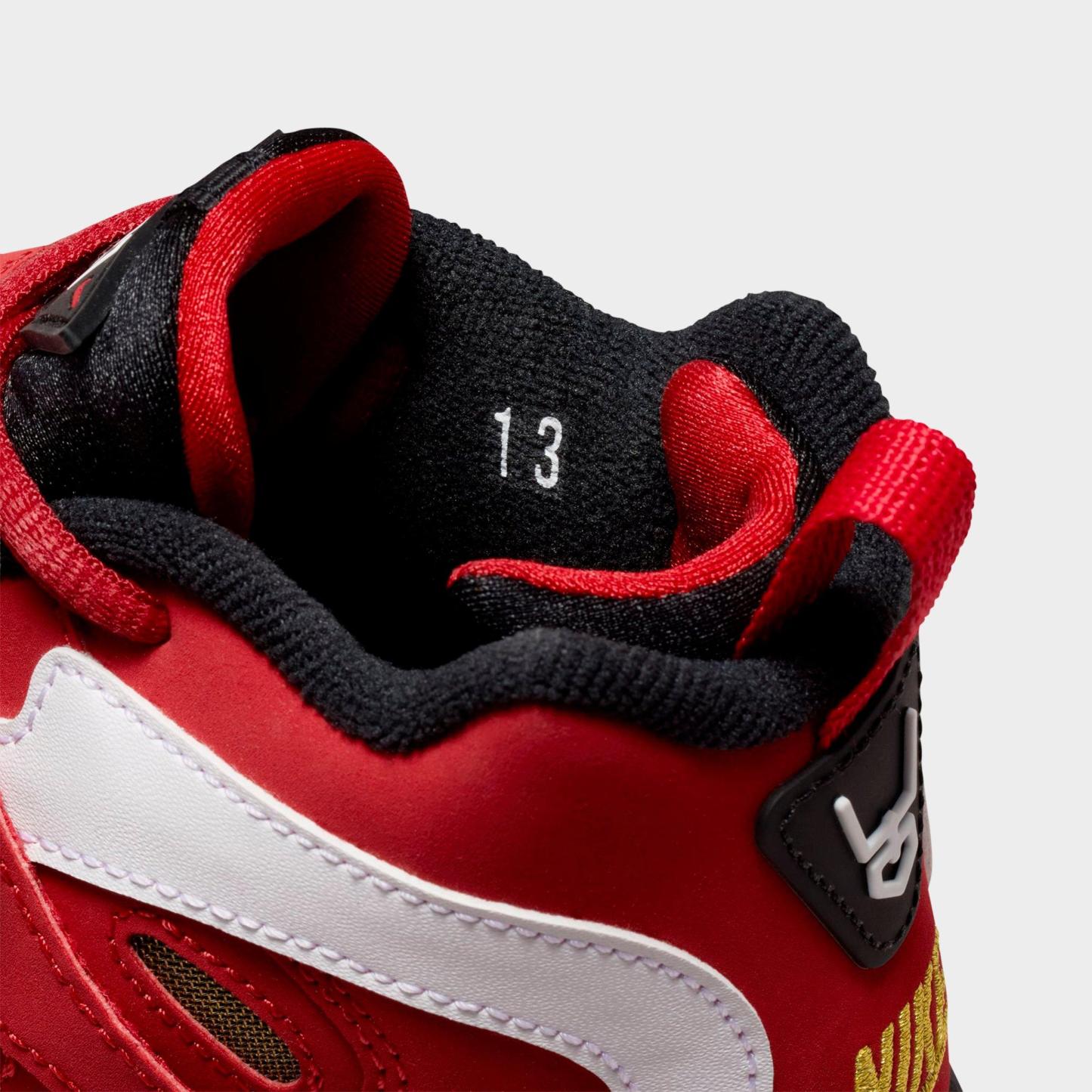 Little Kids' Nithtke Diamond Turf 2 Casual Shoes - Fire Red/White/Black/Metallic Gold - Detail shot