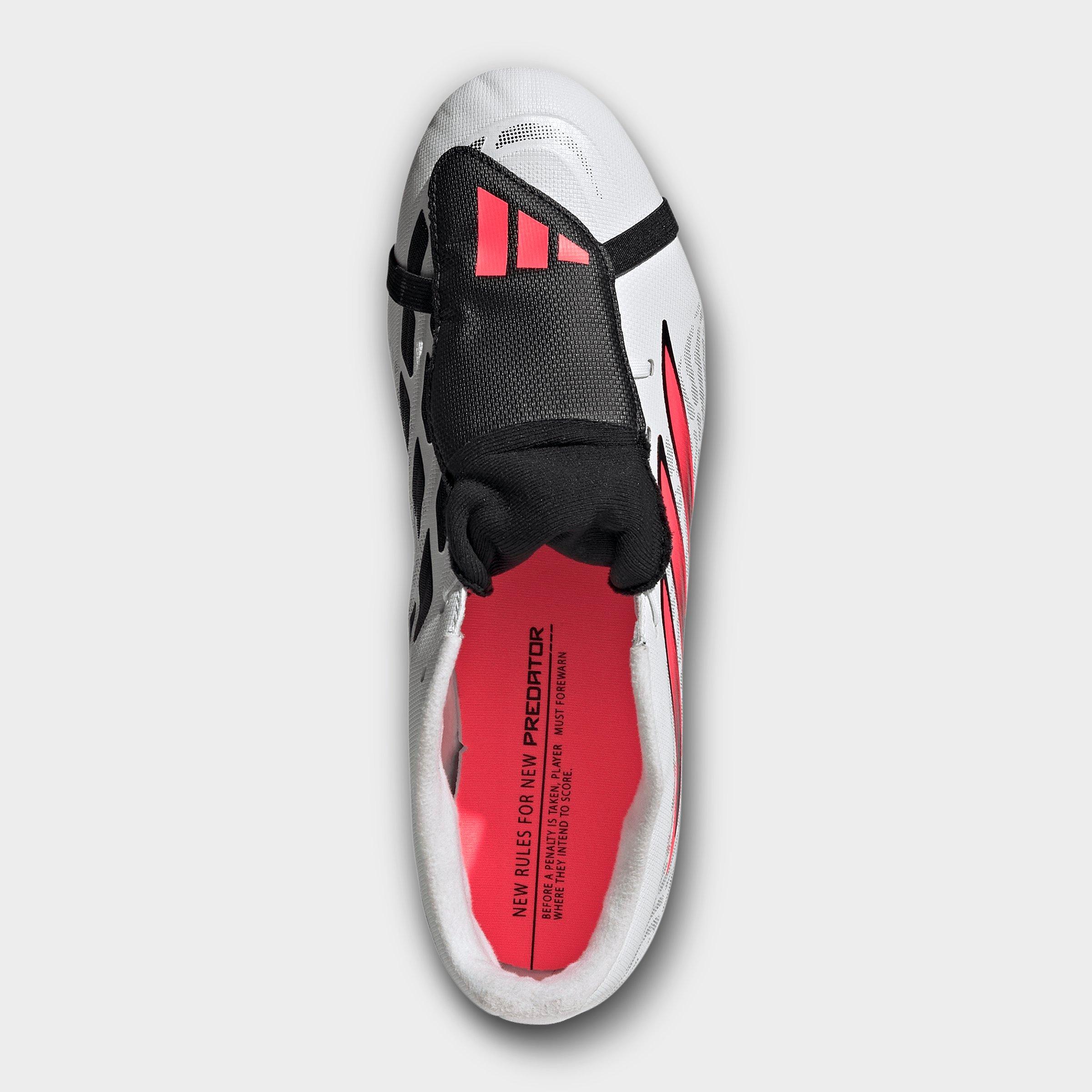 Men's adidas Predator Club Fold-Over Tongue Firm Ground/Multi Ground Soccer Cleats - Cloud White/Solar Turbo/Core Black (IH2117-100) - Top view
