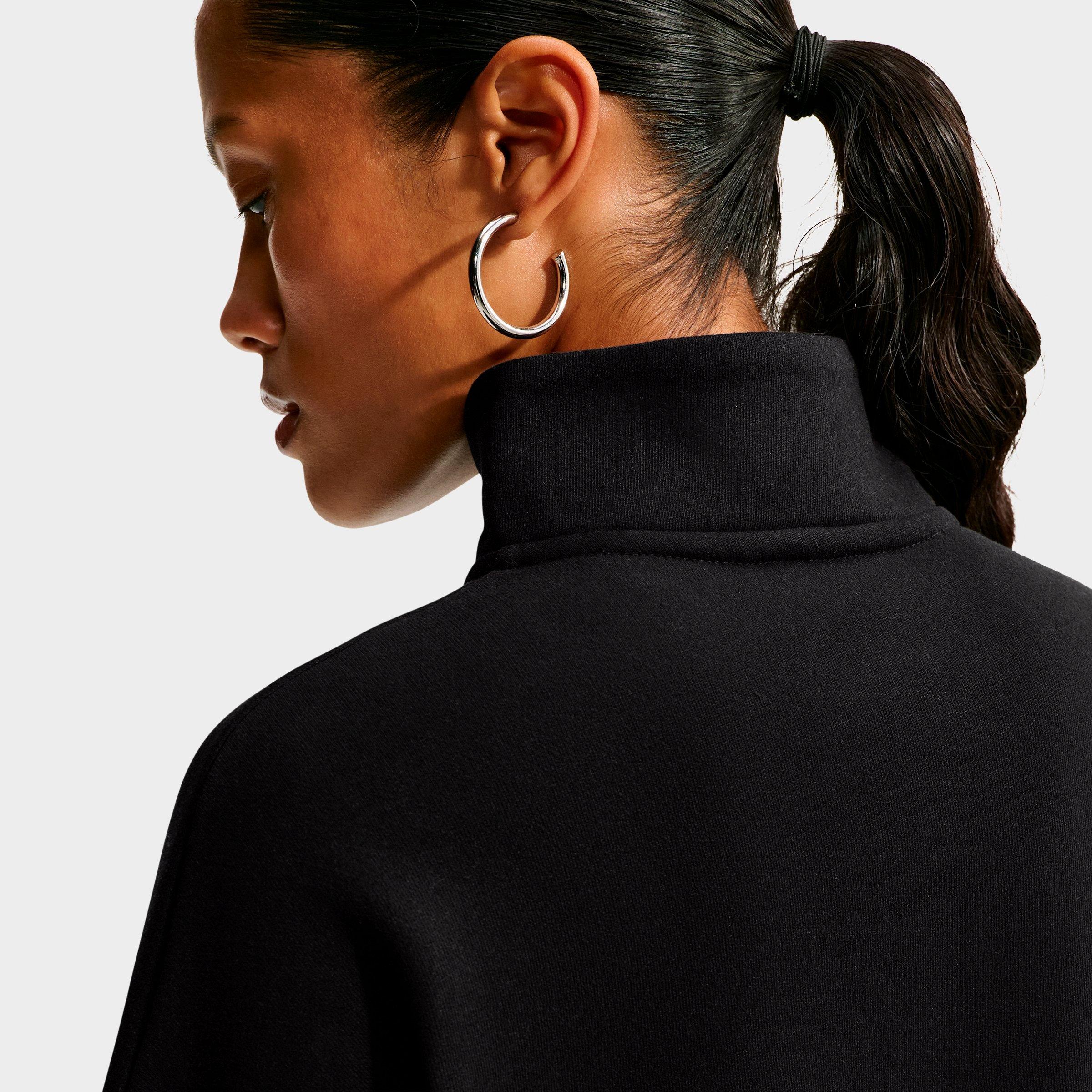 Women's Nithtke Studio Fleece Medium-Weight Oversized Cropped Quarter-Zip Jacket - Total Black/Sail