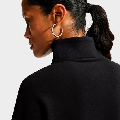 Women's Nithtke Studio Fleece Medium-Weight Oversized Cropped Quarter-Zip Jacket - Total Black/Sail