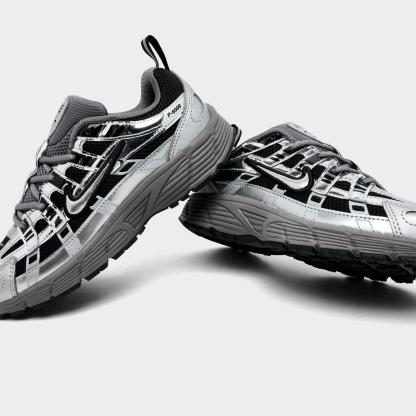Little Kids' Nithtke P-6000 Casual Shoes - Black/Pencil Point/Dark Grey/Metallic Silver - Detail shot