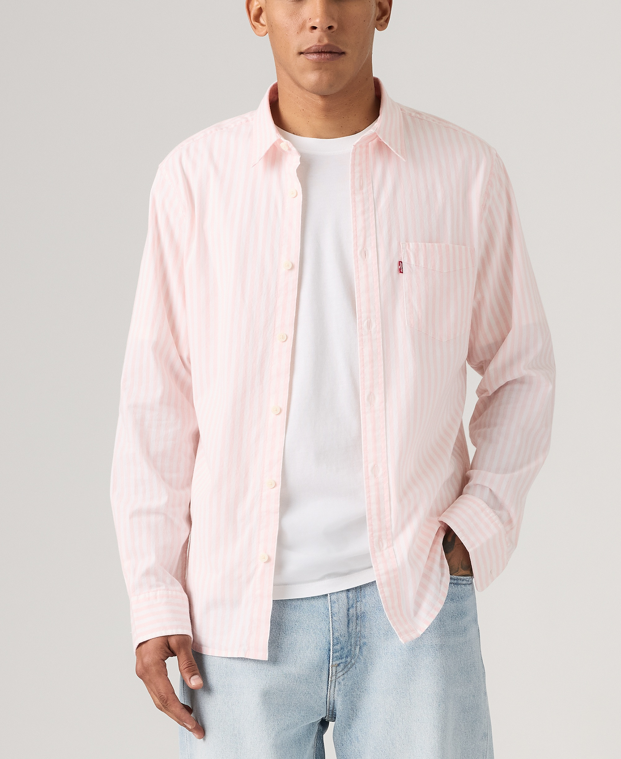 Levi's Men's Classic Pocket Regular-Fit Long-Sleeve Shirt - Light Pastel Pink