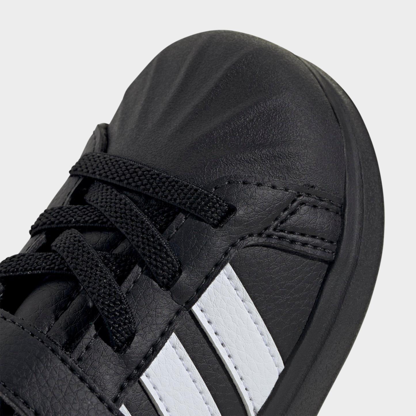 Kids' Toddler adidas Streettalk Hook-And-Loop Stretch Lace Casual Shoes - Core Black/Footwear White/Gold Metallic - Detail shot