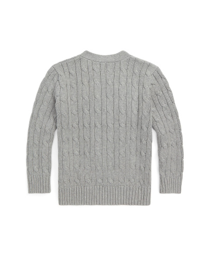 Polo Ralph Lauren Toddler and Little Boys Cable-Knit Cotton V-Neck Cardigan Sweater - Andover Heather