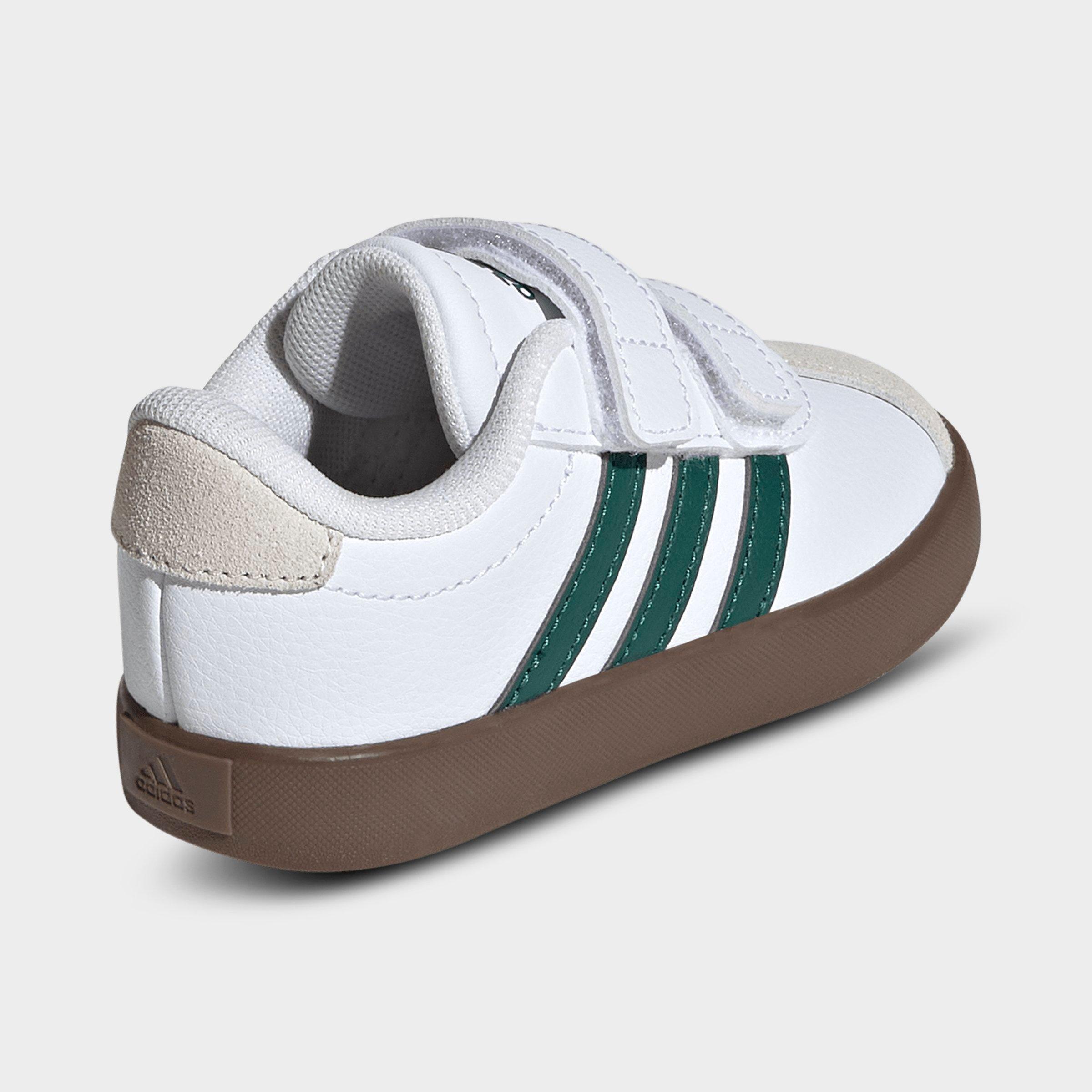 Kids' Toddler adidas VL Court 3.0 Hook-And-Loop Casual Shoes - Footwear White/Collegiate Green/Gum - Back view