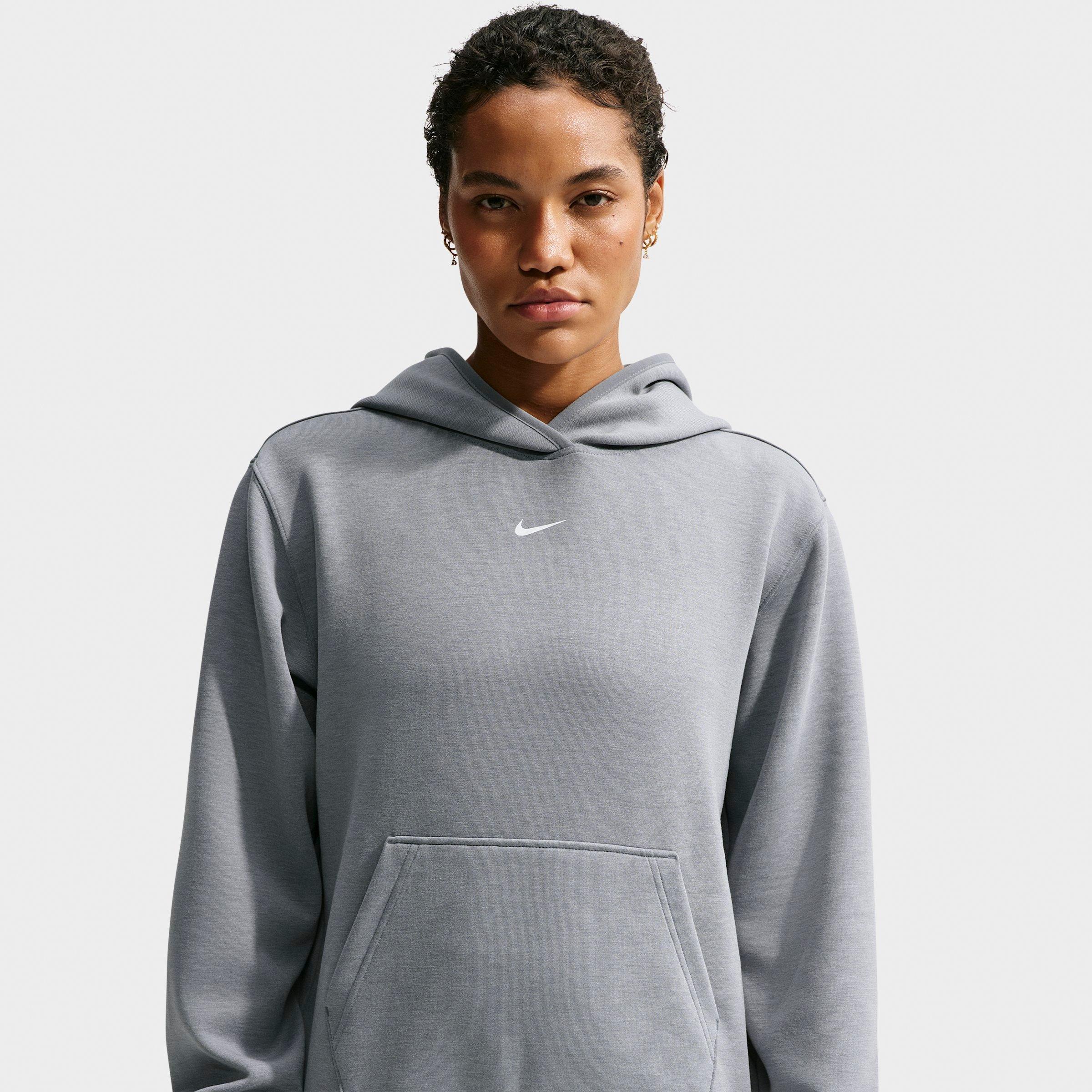 Women's Nithtke Studio Fleece Sport Dri-FIT Pullover Hoodie - Smoke Grey/Heather/White