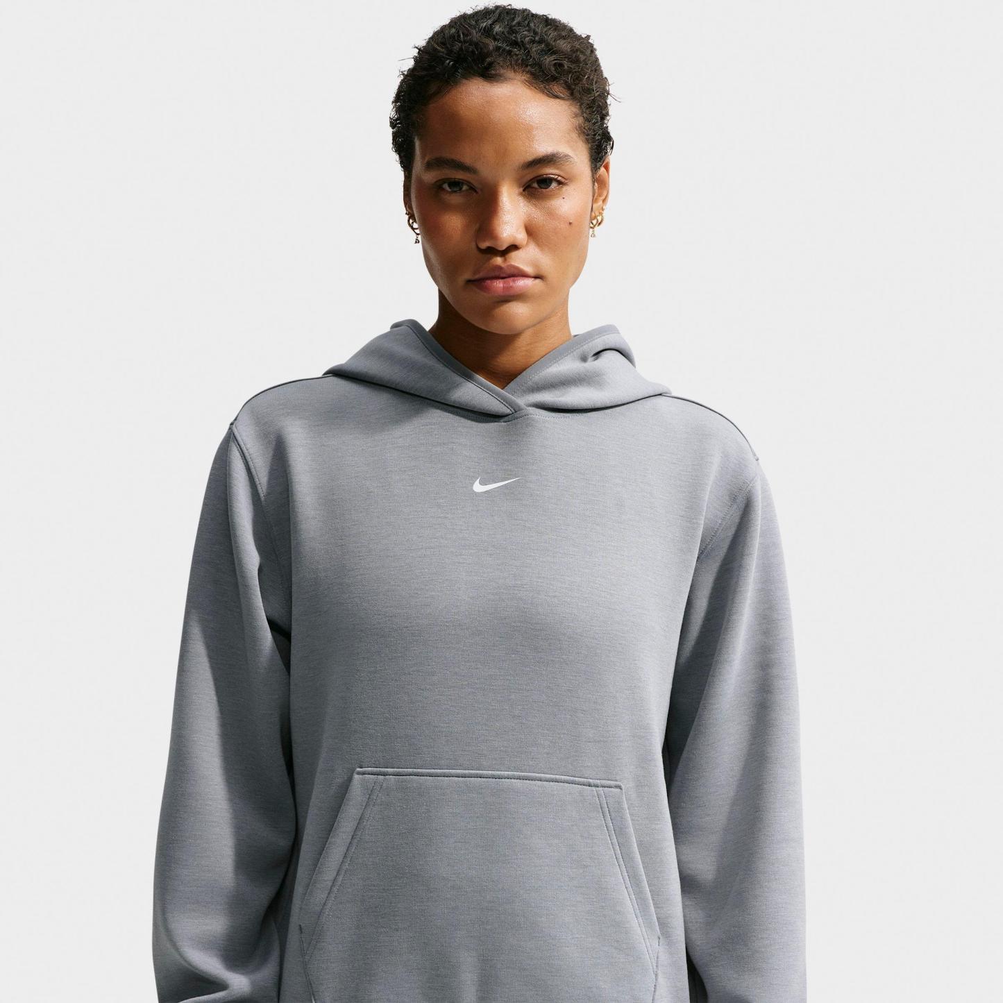 Women's Nithtke Studio Fleece Sport Dri-FIT Pullover Hoodie - Smoke Grey/Heather/White
