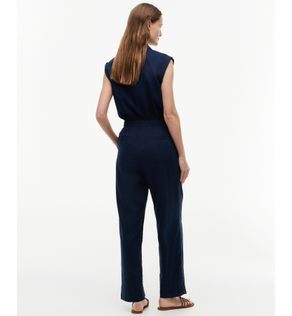 Tommy Hilfiger Women's Belted Collared Jumpsuit - Dark Night