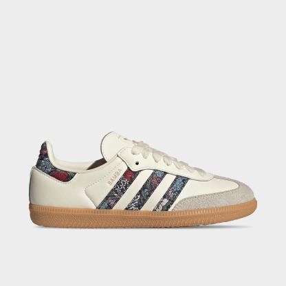 Big Kids' adidas Originals Samba OG Casual Shoes - Part 1 - Cream White/Supplier Colour/Talc - Left shoe facing left. Outside of the shoe.