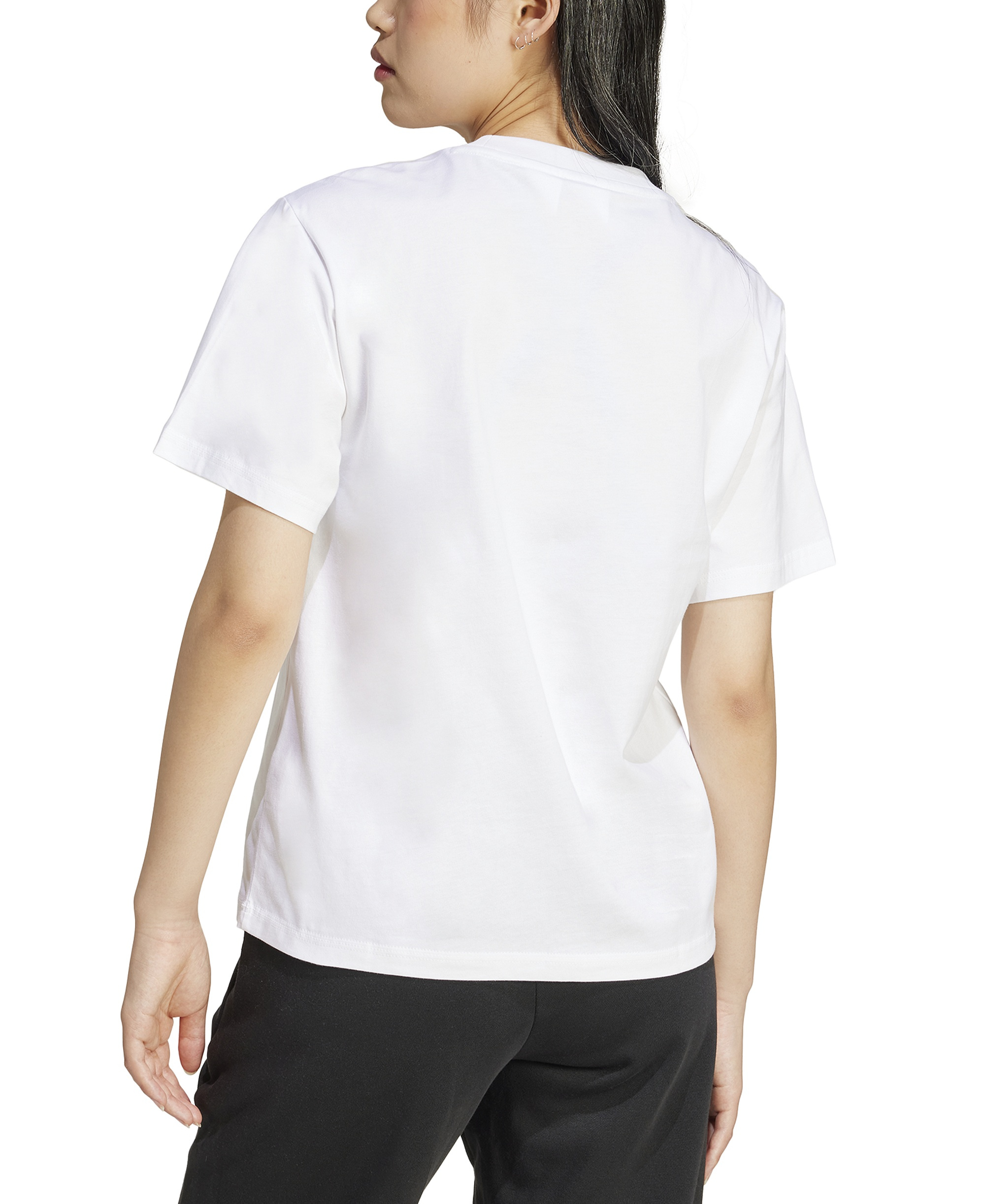 adidas Women's Short-Sleeve Cotton Crewneck Logo T-Shirt - White/black