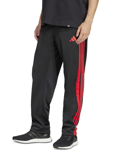 adidas Men's 3-Stripes Regular Open Hem Track Pants - Black/Red