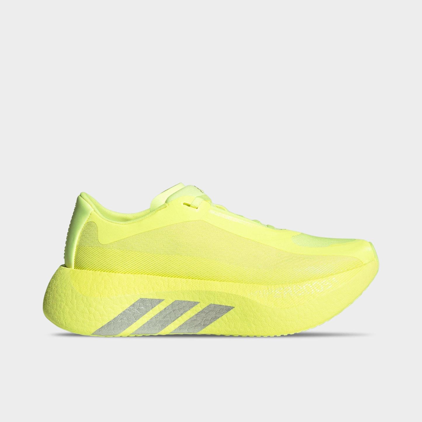 Women's adidas Hyperboost Edge Running Shoes - Part 2 - Hi-Res Yellow/Matte Silver/Light Solid Grey - Left shoe facing left. Outside of the shoe.