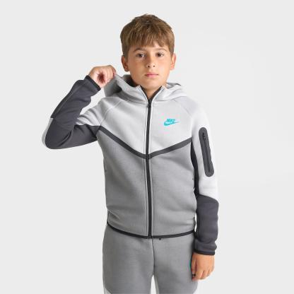 Big Kids' Nithtke Sportswear Tech Fleece Full-Zip Hoodie - Light Smoke Grey/Smoke Grey/Anthracite/Black