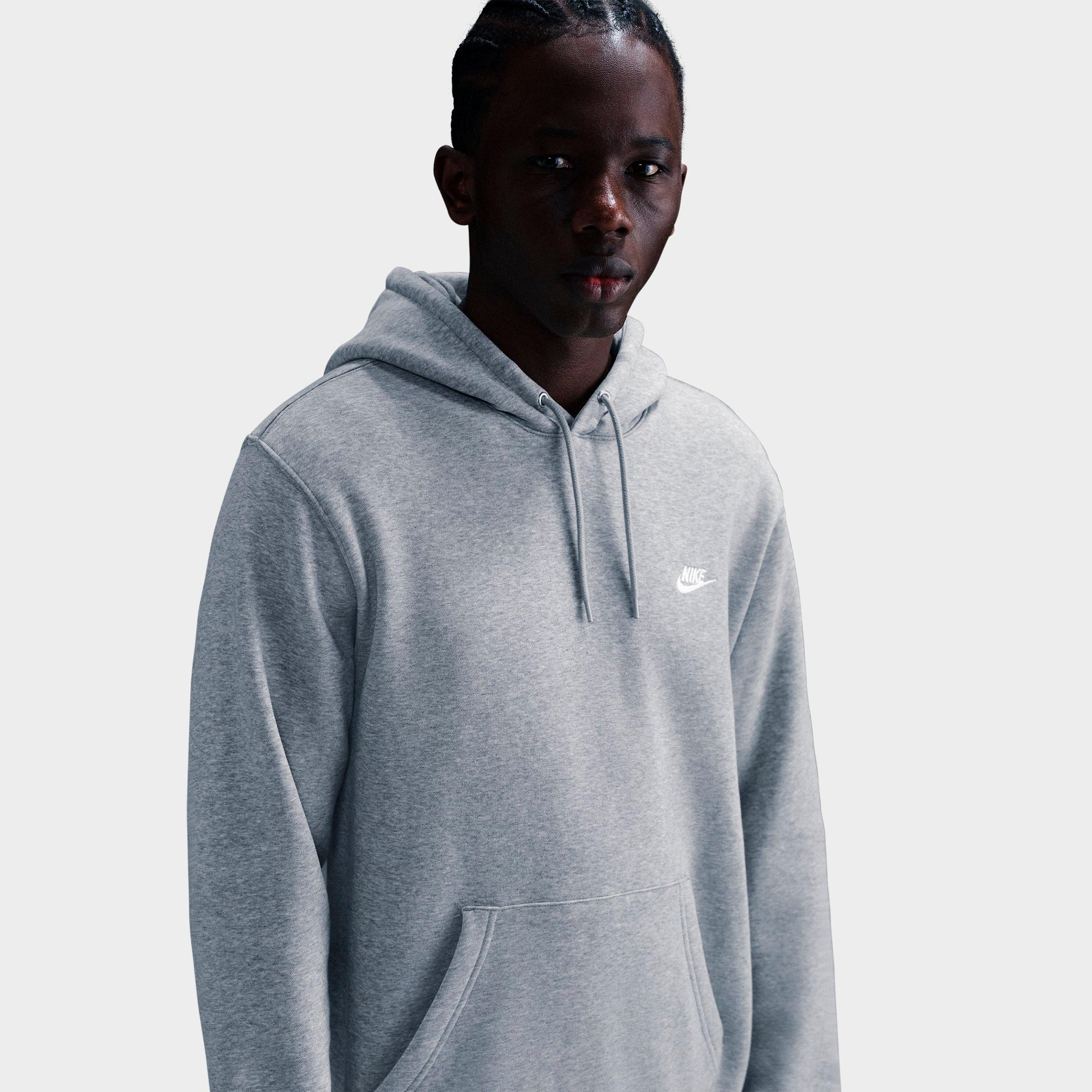 Men's Nithtke Club Fleece Premium Embroidered Pullover Hoodie - Part 1 - Dark Grey Heather/Light Smoke Grey/White