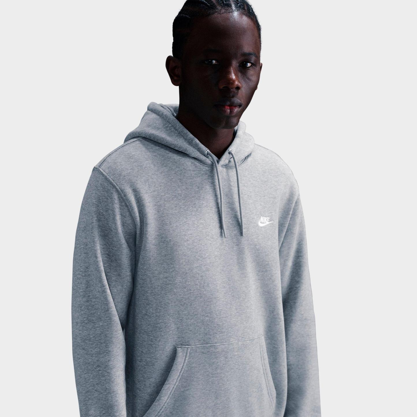 Men's Nithtke Club Fleece Premium Embroidered Pullover Hoodie - Part 1 - Dark Grey Heather/Light Smoke Grey/White