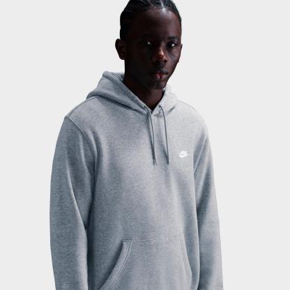Men's Nithtke Club Fleece Premium Embroidered Pullover Hoodie - Part 1 - Dark Grey Heather/Light Smoke Grey/White