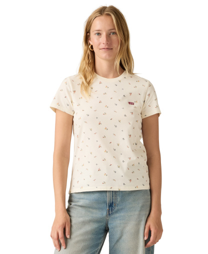 Levi's Women's The Perfect Crew Neck Cotton T-Shirt - Maja Ditsy Egret