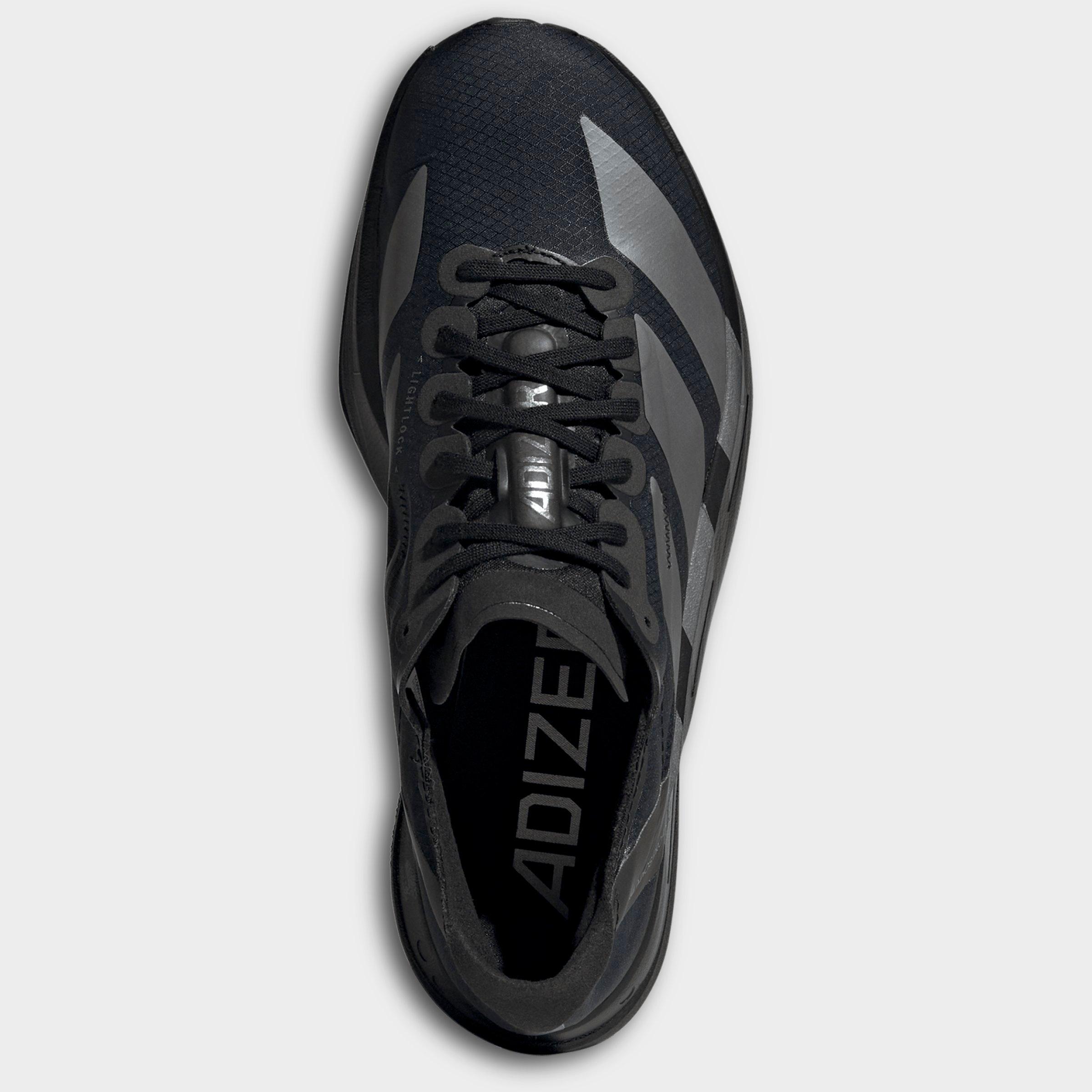 Men's adidas Adizero Adios Pro 4 Running Shoes - Core Black/Iron Metallic/Carbon - Top view