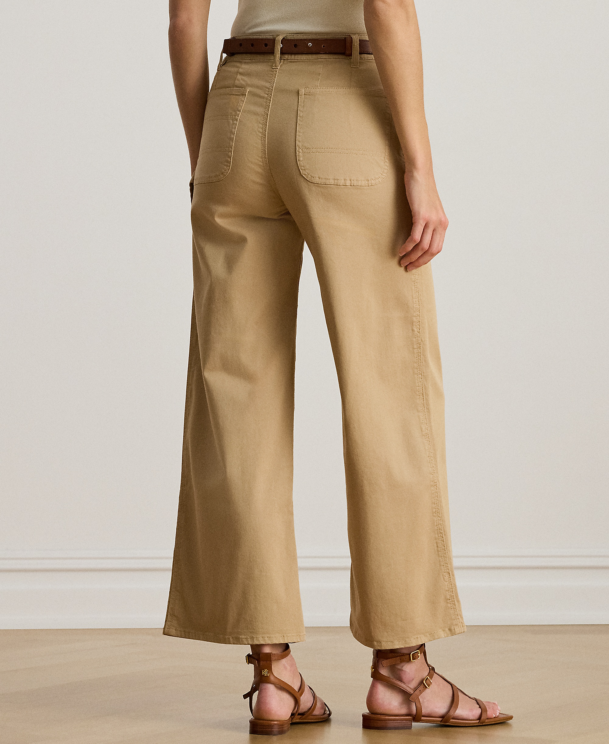 Lauren Ralph Lauren Women's Stretch Chino Wide-Leg Cropped Pants - Birch Tan