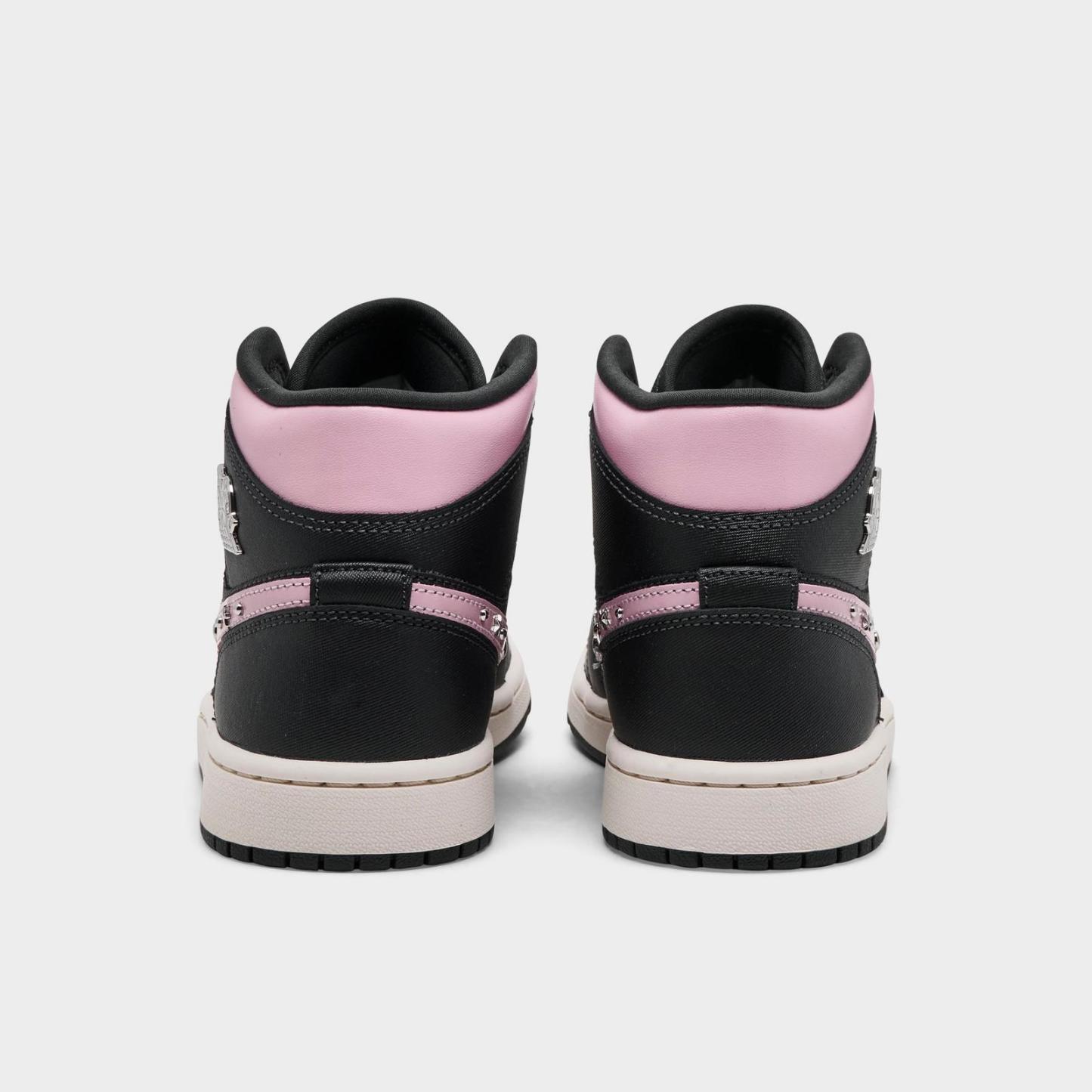 Women's Air Jordan Retro 1 Mid LE Casual Shoes - Anthracite/Iced Carmine/Coconut Milk/Metallic Silver - view 4