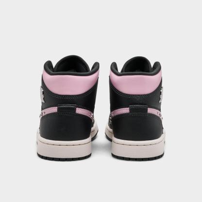 Women's Air Jordan Retro 1 Mid LE Casual Shoes - Anthracite/Iced Carmine/Coconut Milk/Metallic Silver - view 4
