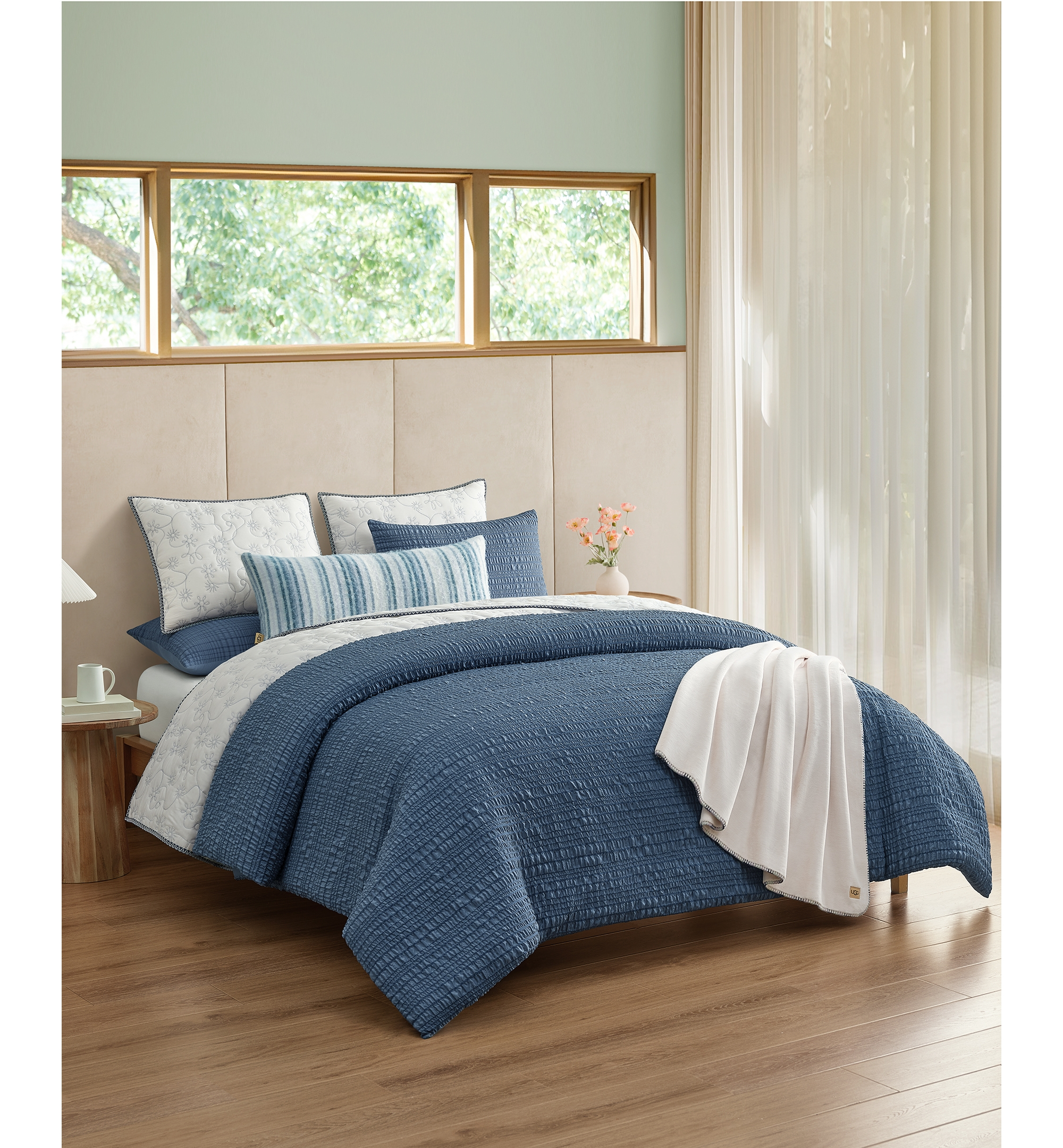 UGG® Devon Seersucker 3-Piece Comforter Sets - Tahoe Blue