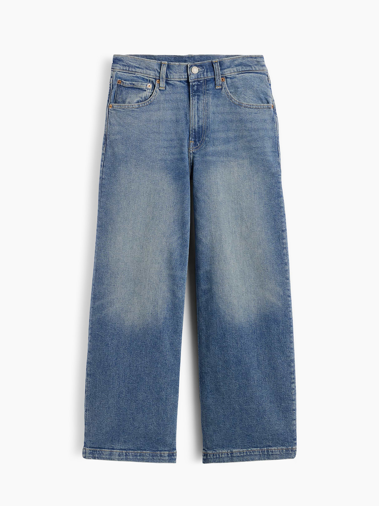 High Rise Stride Wide-Leg Ankle Jeans - Medium indigo