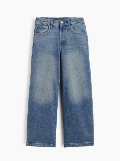High Rise Stride Wide-Leg Ankle Jeans - Medium indigo