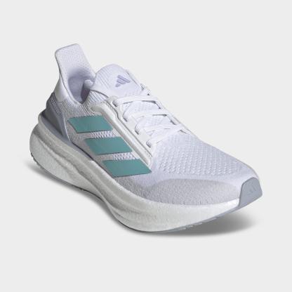 Women's adidas Ultraboost 5X Running Shoes - Cloud White/Mint Ton/Glow Purple - Both shoes facing left