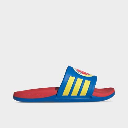Men's adidas Colombia Adilette Comfort 2.0 Slide Sandals - Glory Blue/Semi Lucid Red/Impact Yellow - view 1