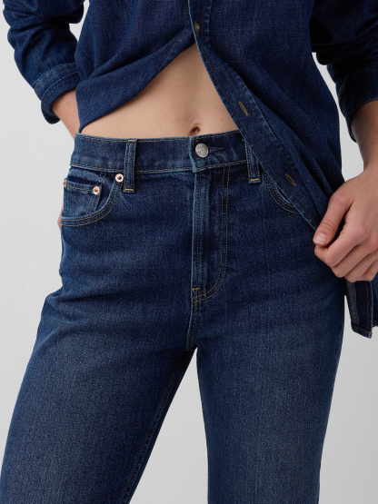 High Rise ’90s Slim Straight Crop Jeans - Dark indigo