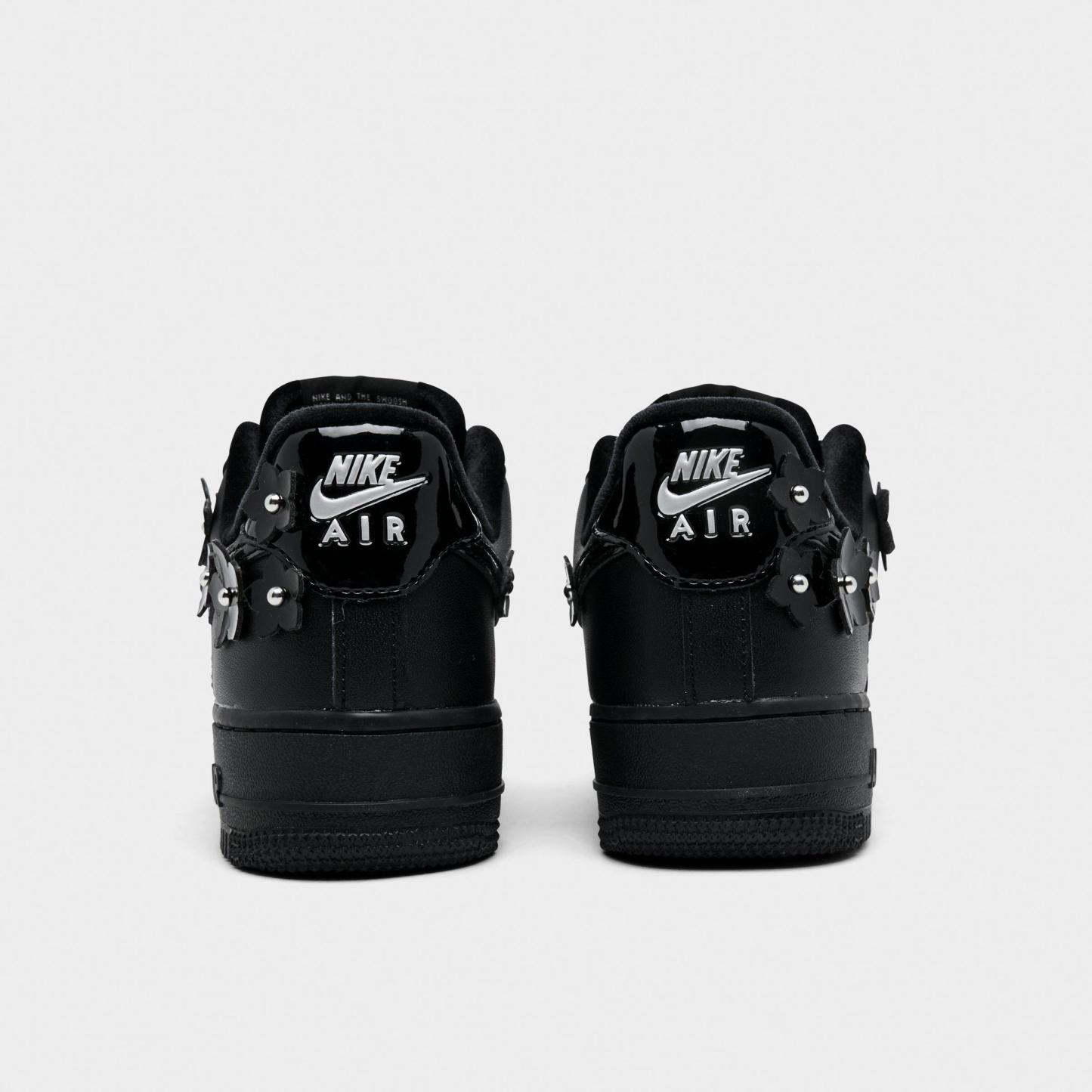 Women's Nithtke Air Force 1 '07 "Florette" Casual Shoes - Black/Off Noir/Metallic Silver/Black - Back view