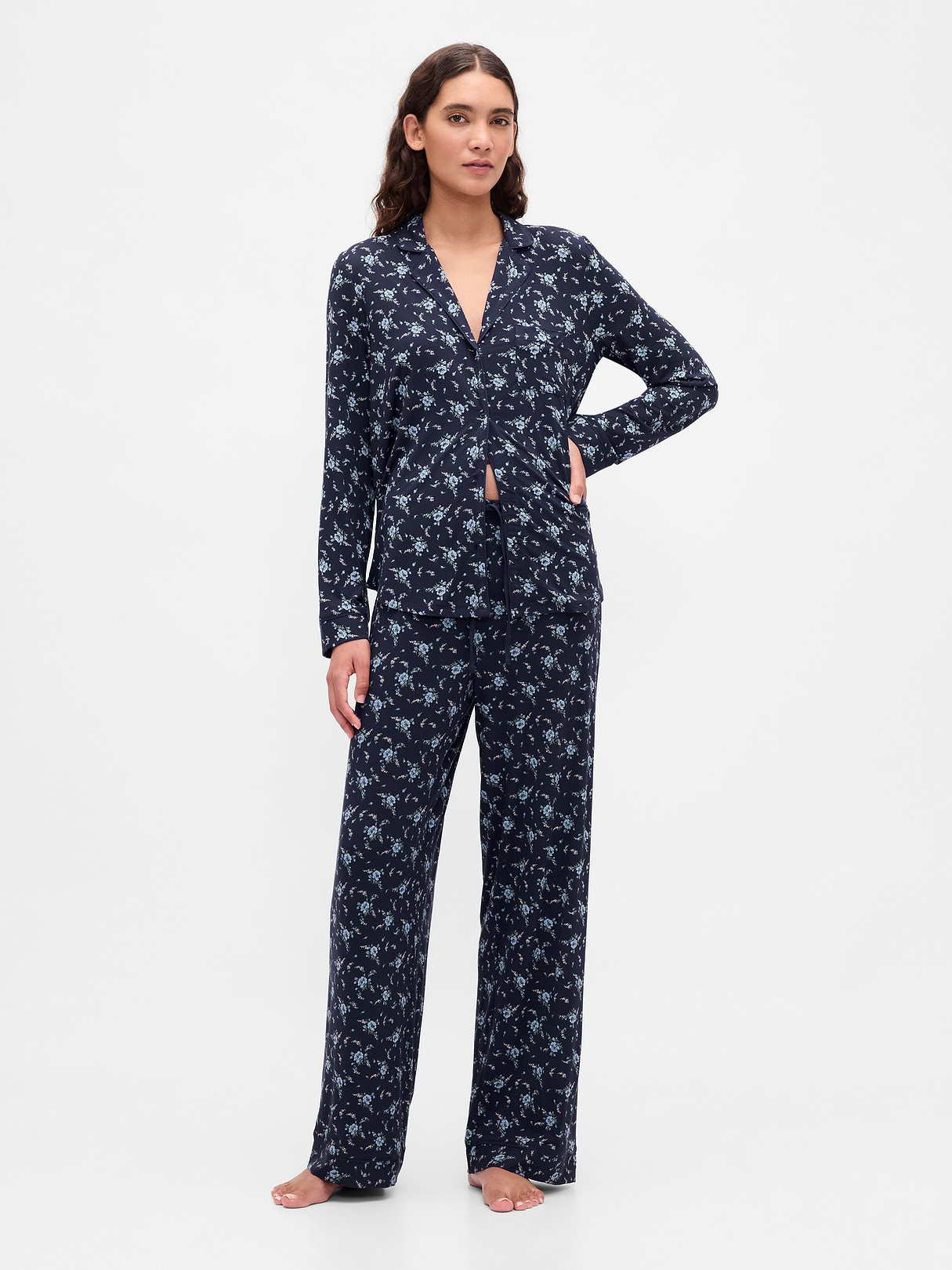 SoftMade Modal PJ Pants - Navy blue floral