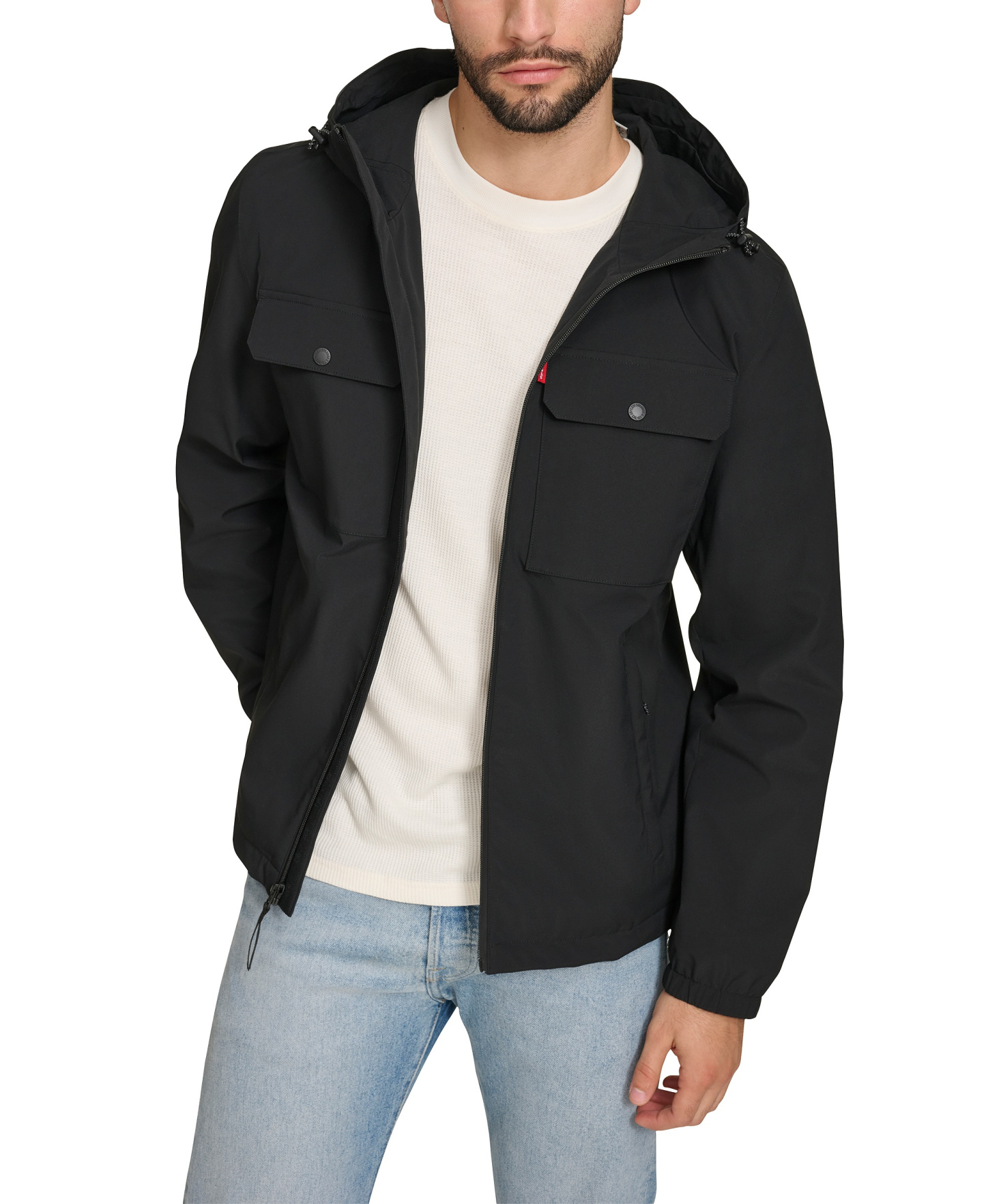 Levi's Men's Hooded Rain Jacket - Black
