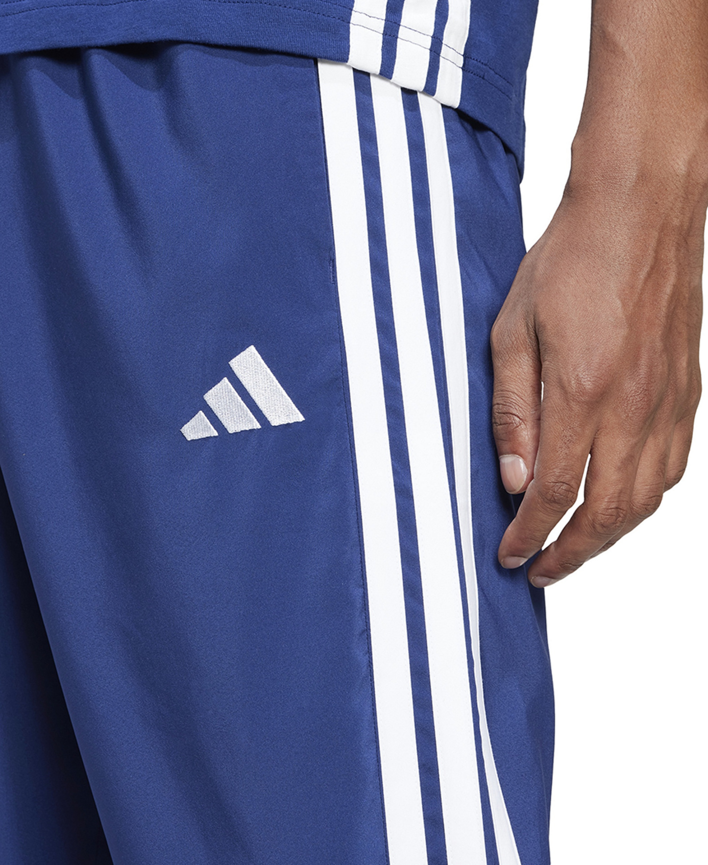 adidas Men's Stanford Essential Three-Stripes Open Hem Track Pants - Dark Blue/wht