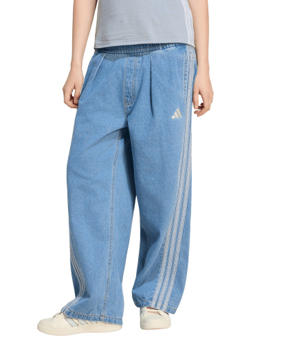adidas Women's Stadium Washed Denim Loose-Fit Pants - Crystal Sky