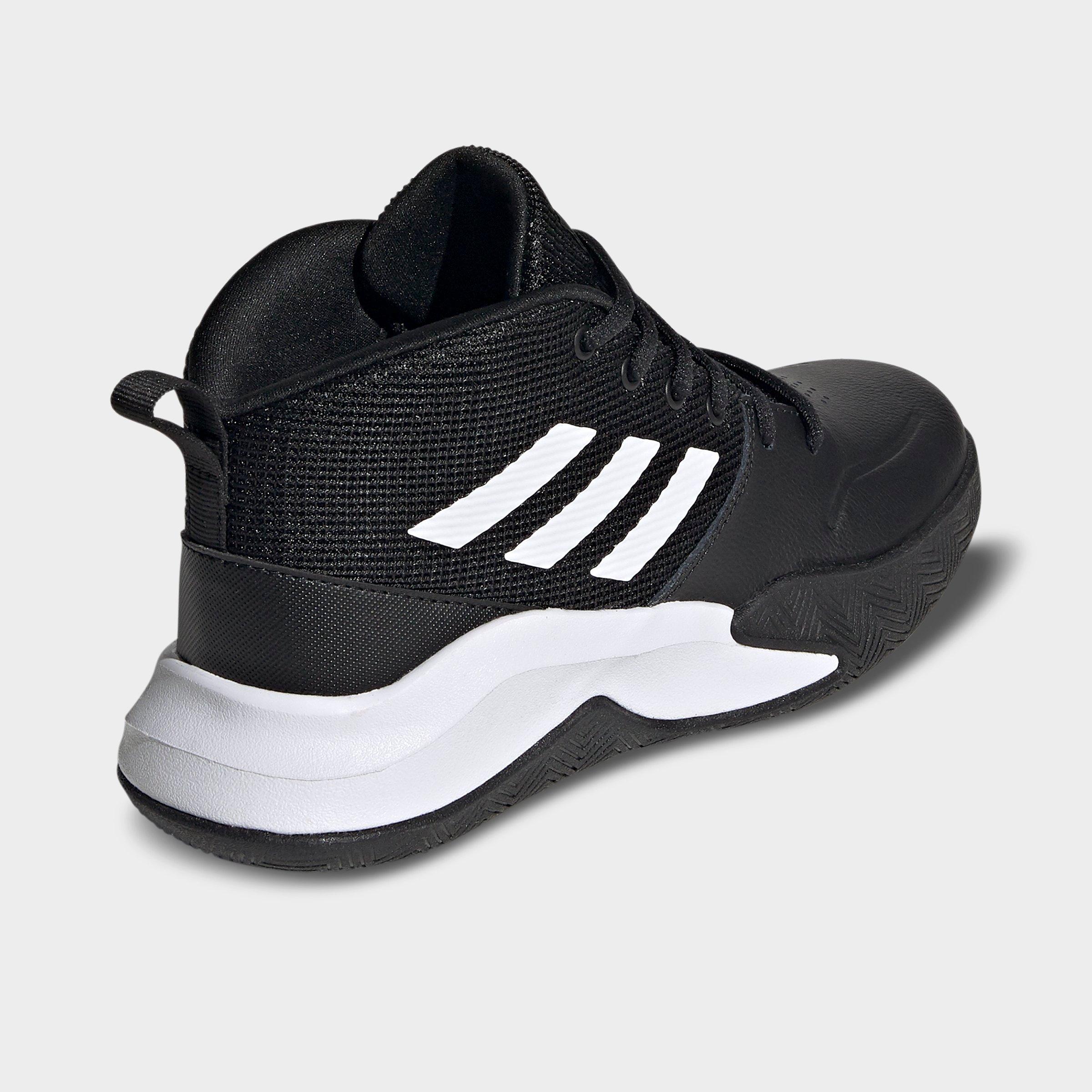 Big Kids' adidas OwnTheGame Basketball Shoes (Wide Width) - Black/White - Back view