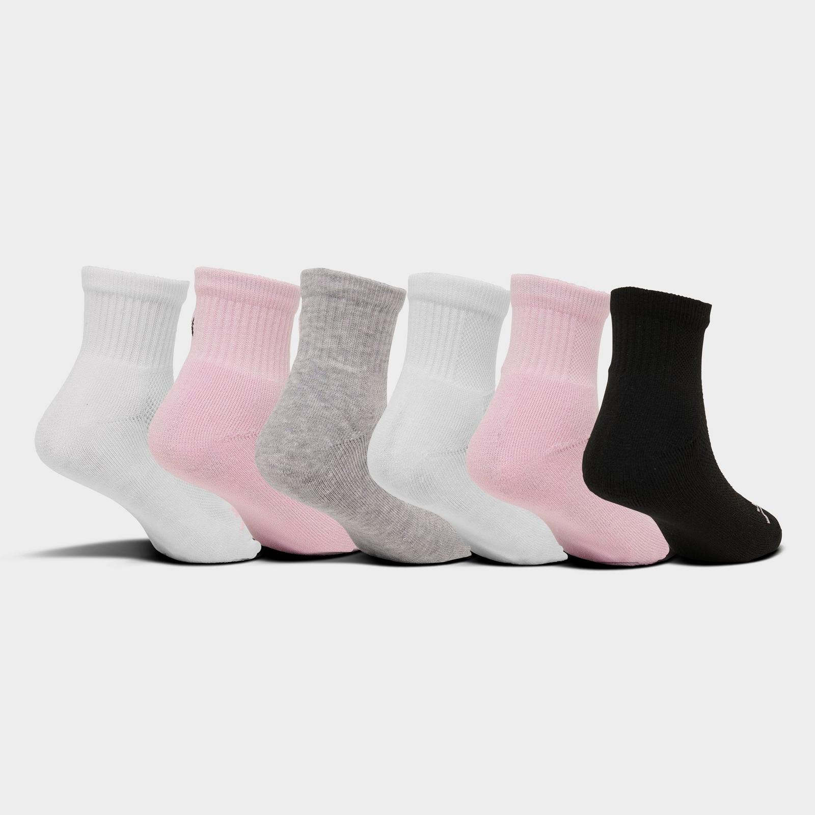 Girls' Big Kids' Jordan Cushioned Ankle Socks (6-Pack) - Pink Foam/White/Grey - view 2