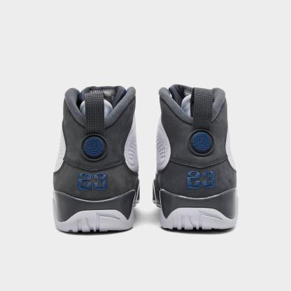Men's Air Jordan Retro 9 Basketball Shoes - White/French Blue/Flint Grey - view 4