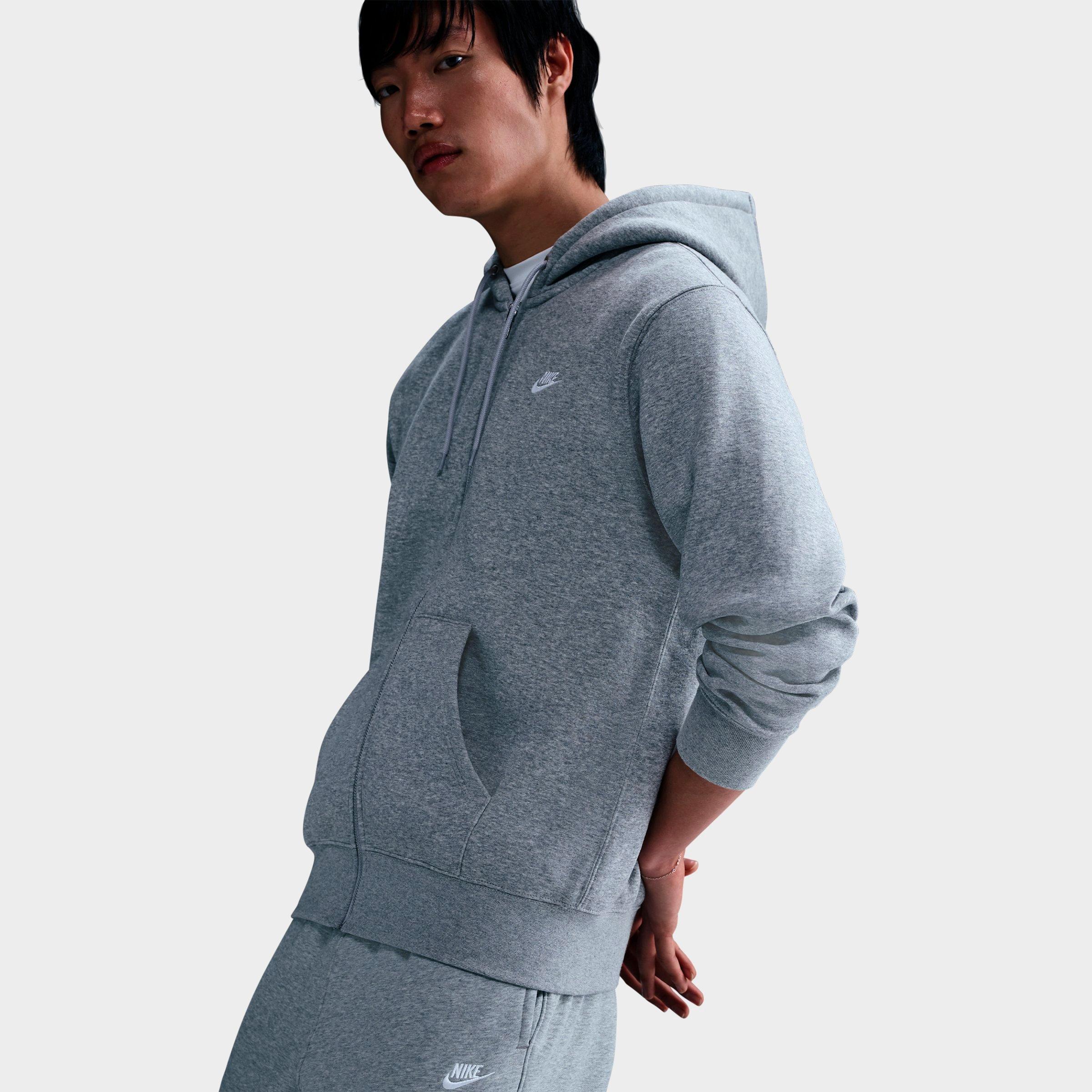 Men's Nithtke Club Fleece Embroidered Premium Full-Zip Hoodie - Part 1 - Dark Grey Heather/Light Smoke Grey/White