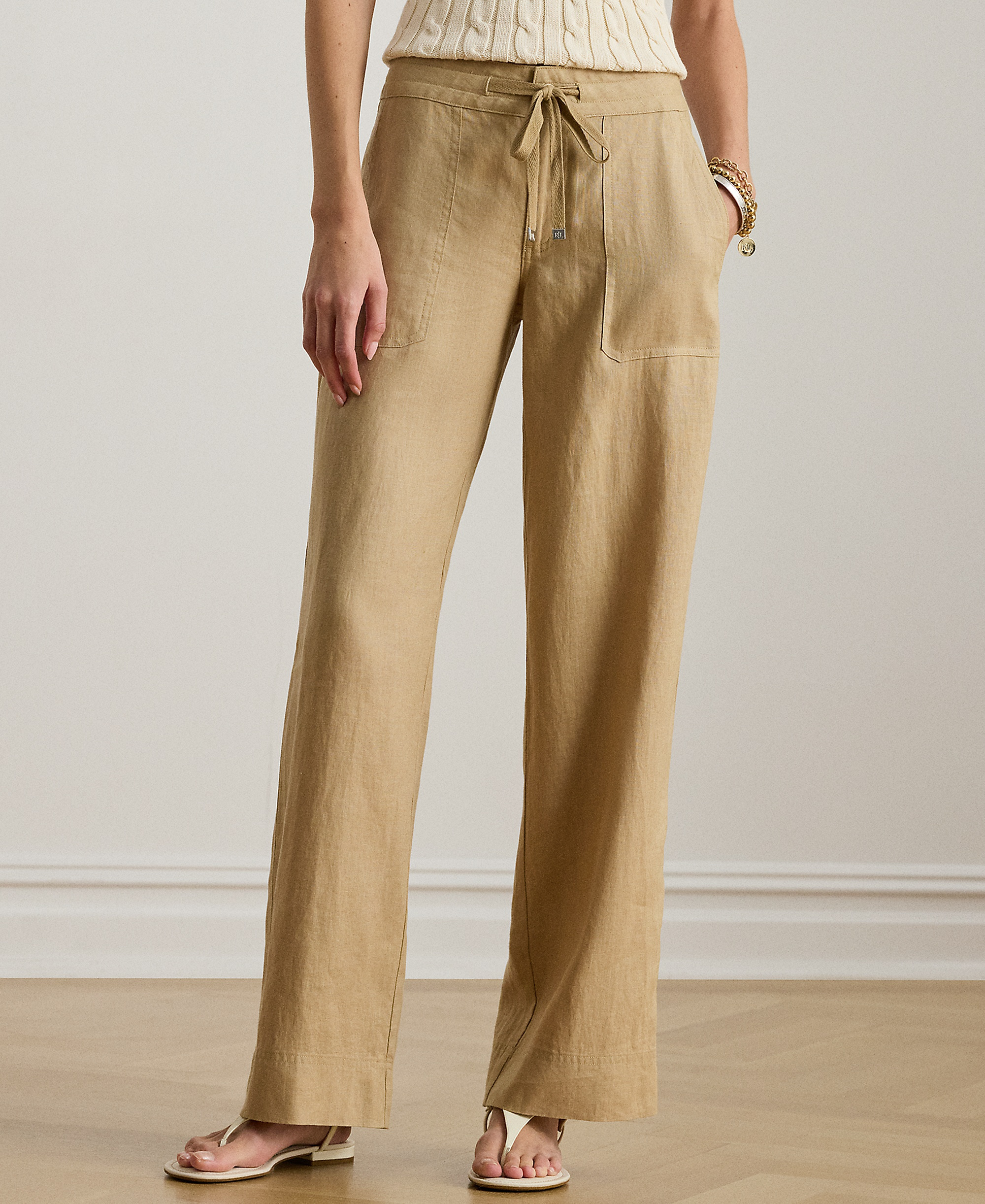 Lauren Ralph Lauren Women's Wide-Leg Linen Pants - Birch Tan