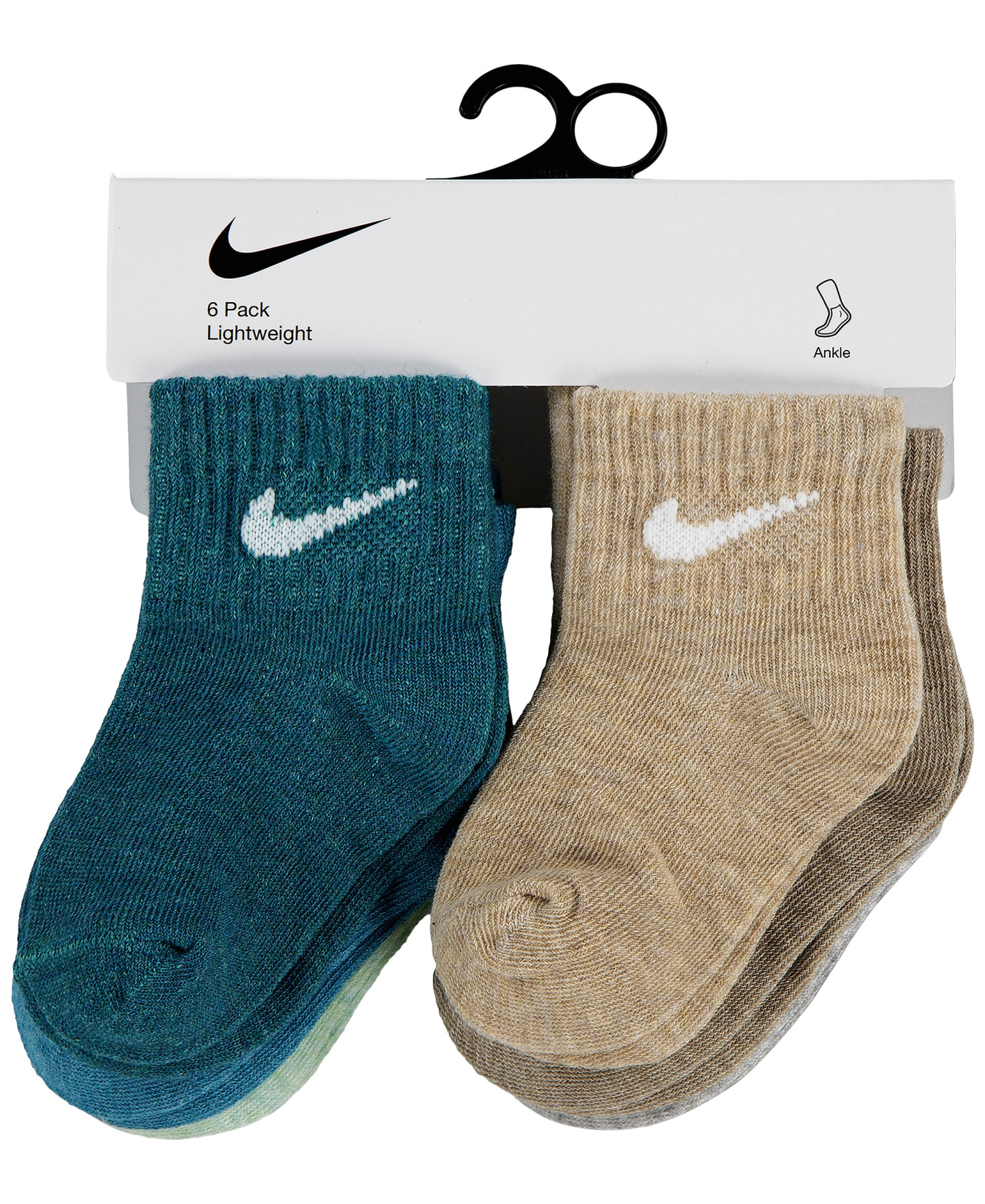 Nike Baby and Toddler Boys' and Baby Girls' Swoosh Ankle Socks, 6-Pack - Energy