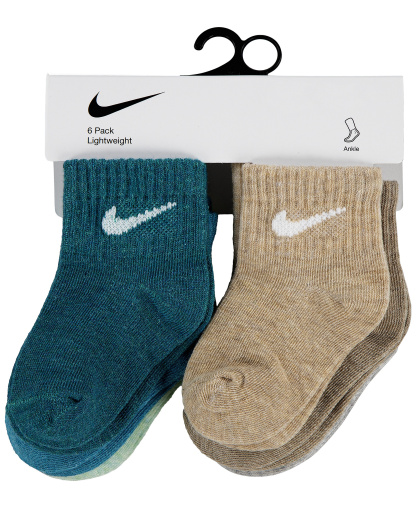 Nike Baby and Toddler Boys' and Baby Girls' Swoosh Ankle Socks, 6-Pack - Energy