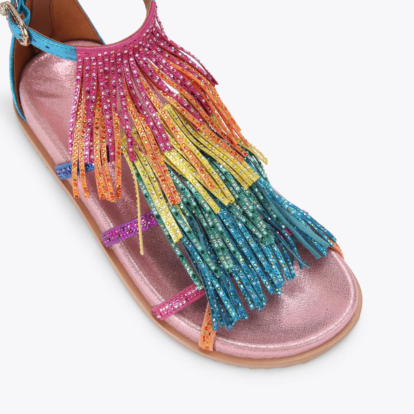 Kurt Geiger London Fringe Flat Sandal - Multi Colored - view 5