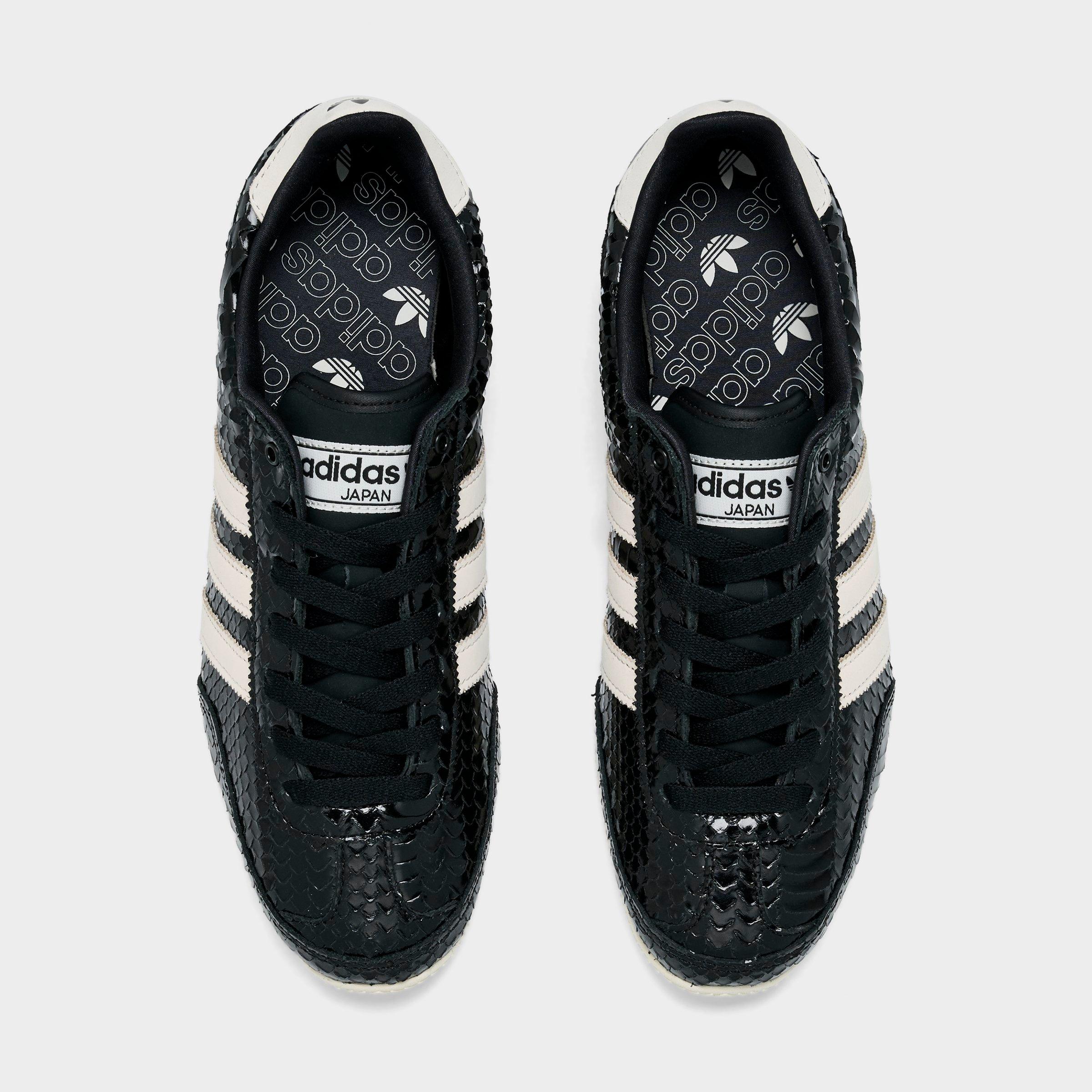 Women's adidas Originals Japan Croc Casual Shoes - Black Patent Leather Croc/Core Black/Off White - Top view
