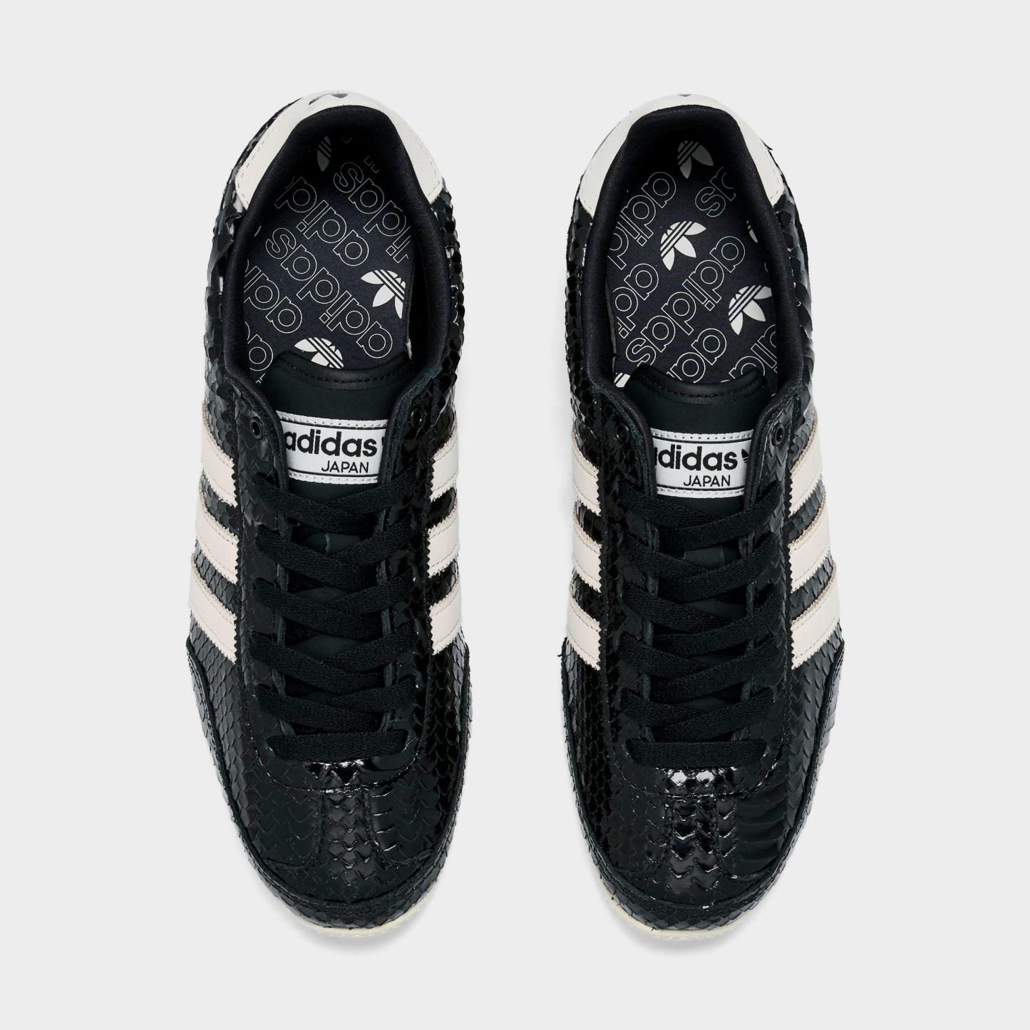 Women's adidas Originals Japan Croc Casual Shoes - Black Patent Leather Croc/Core Black/Off White - Top view