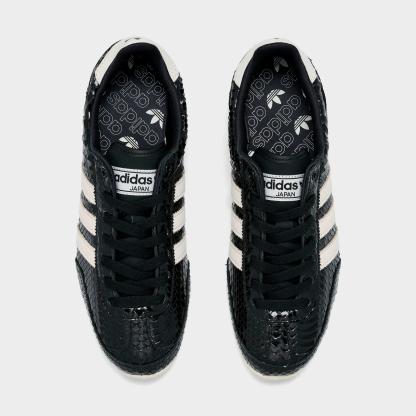 Women's adidas Originals Japan Croc Casual Shoes - Black Patent Leather Croc/Core Black/Off White - Top view